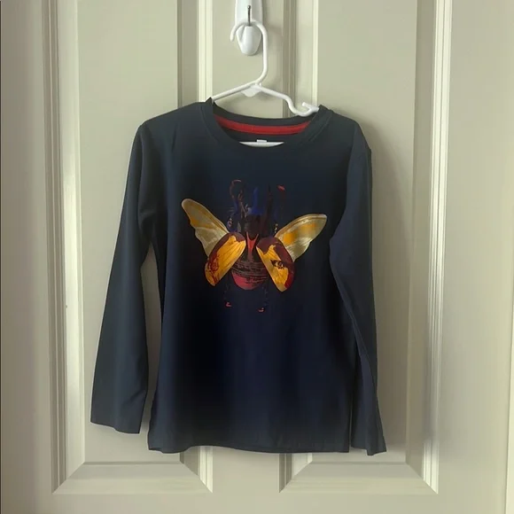Tea Collection Dark Blue Long Sleeve Tee with Colorful Beetle - Picture 1 of 2